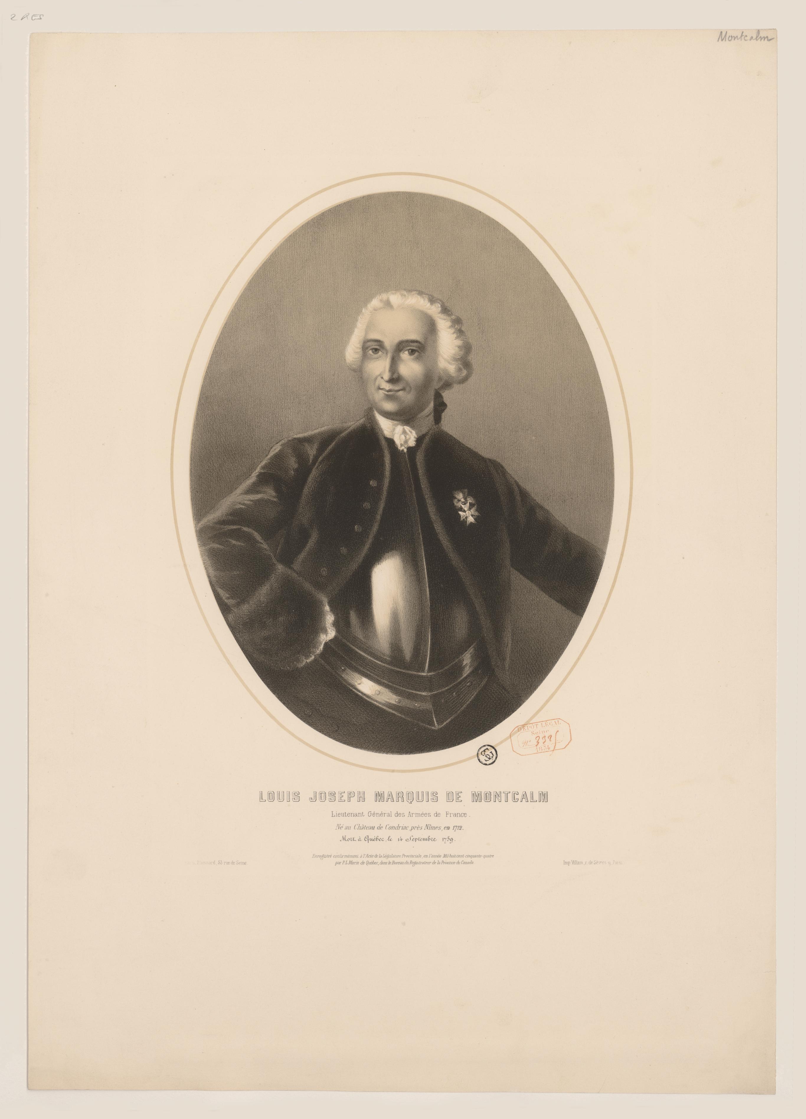 Louis Joseph de Montcalm, marquis de Saint-Véran. Lithographie  1854